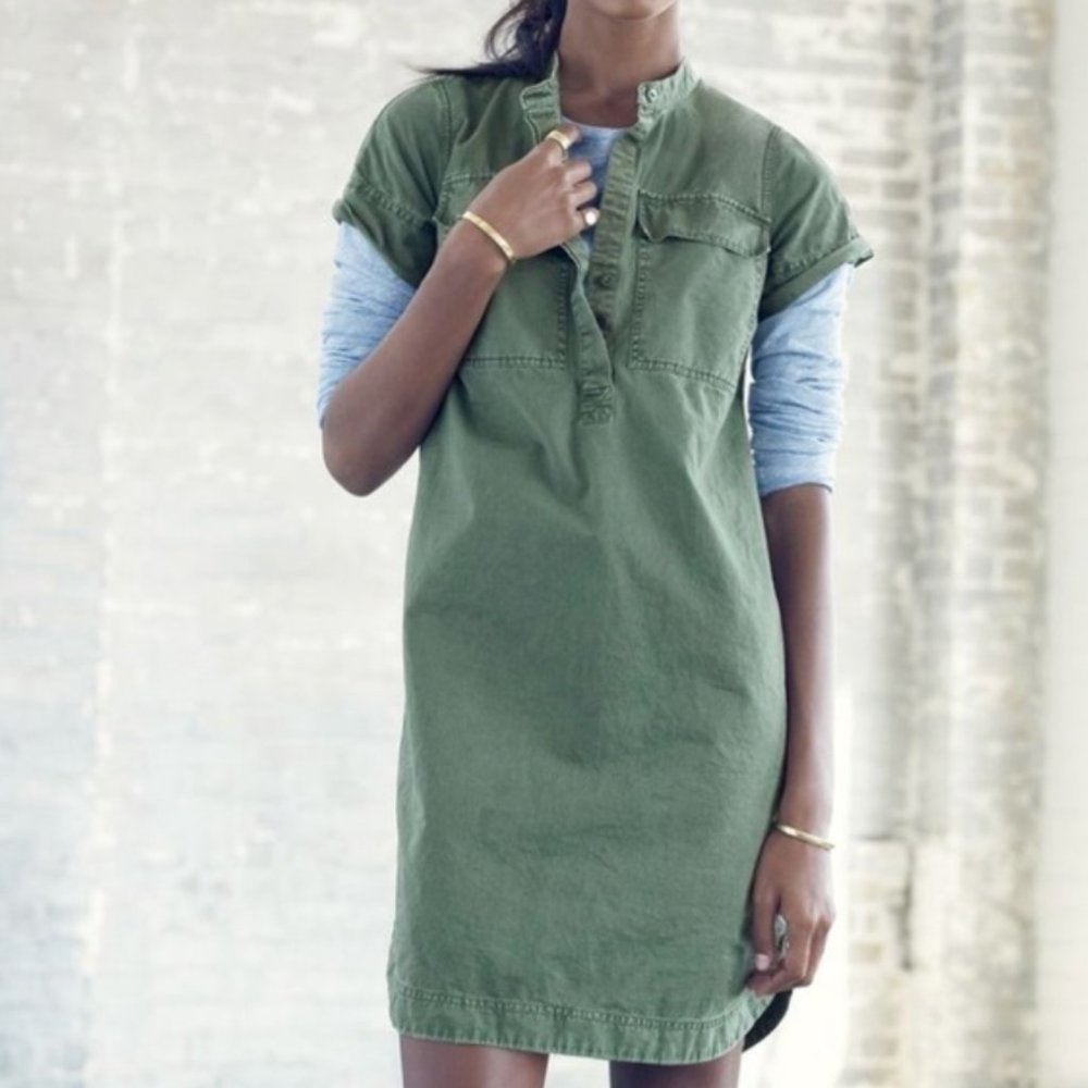 J. Crew Military Shirtdress in Army Green (Size 4)
